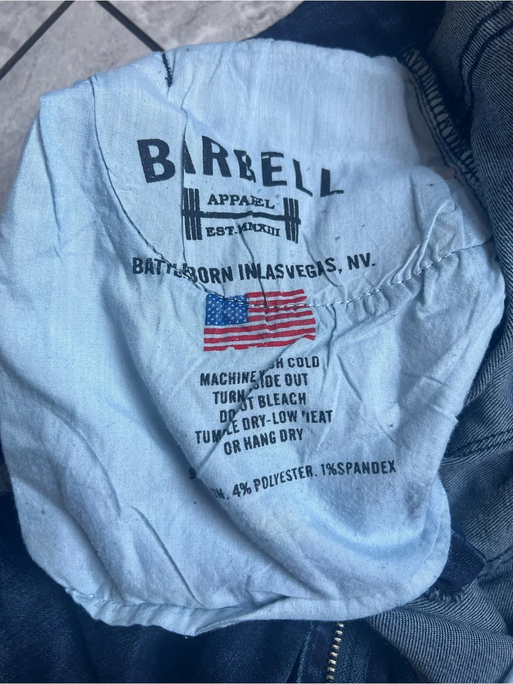 Barbell Apparel Mens Jeans Sz 36 Straight Leg Stretch USA MADE Denim Distressed